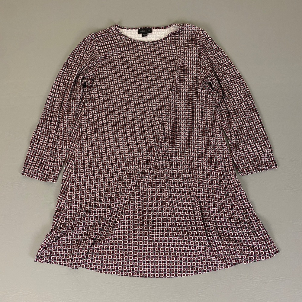 J Jill‎ Wearever Dress Women's Small Purple Black Geometric Print Long Sleeve